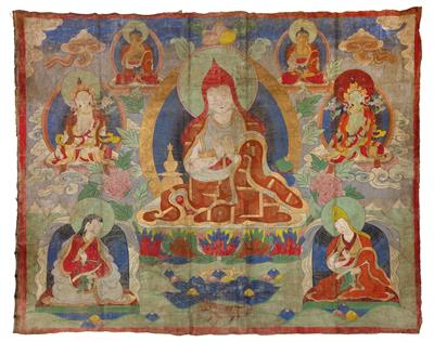 A thangka depicting the Indian scholar Atisha Dipamkara, Tibet, Amdo, 19th cent. - Umění a starožitnosti