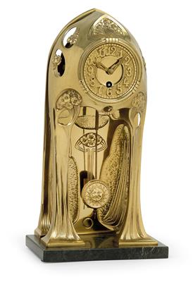 An art nouveau bronze mantelpiece clock - Antiquariato