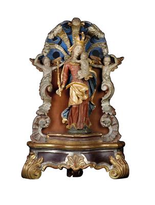 Madonna and Child under a baldachin with angels, - Antiquariato