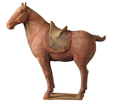 A Horse with Saddle, China, Tang Dynasty - Antiques (Clocks, Asian Art, Metalwork, Faience, Folk Art, Sculpture)