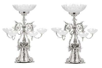 A Pair of Tall Centrepieces, - Antiques (Clocks, Asian Art, Metalwork, Faience, Folk Art, Sculpture)