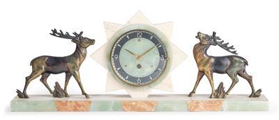 An Art Deco Marble Mantel Clock ‘Stags’ - Works of Art - Part 1