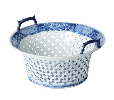 A Blue and White Export Handled Basket, China, Late 18th Century - Works of Art - Part 1