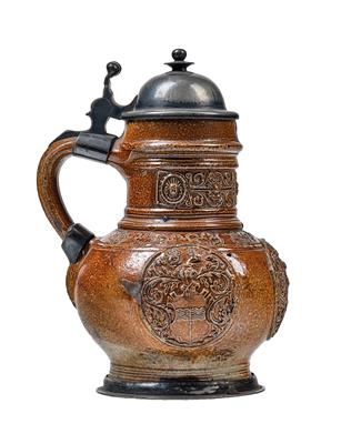 A Round Jug with Coat of Arms, Raeren c. 1600, - Works of Art - Part 1