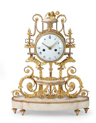 A Louis XVI Bronze Mantel Clock, - Works of Art - Part 1