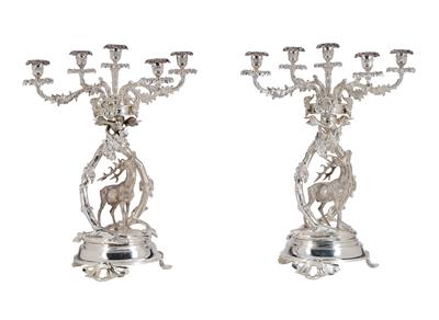 A Pair of Five-Arm Candelabra, - Antiquariato - Parte 1