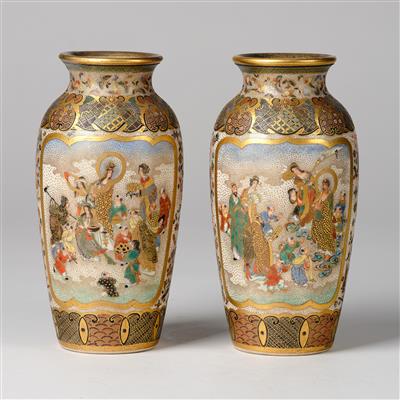 A Pair of Satsuma Vases, Japan, Meiji Period, - Works of Art - Part 1