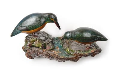 A Pair of Viechtau Birds (Kingfishers), - Works of Art - Part 1