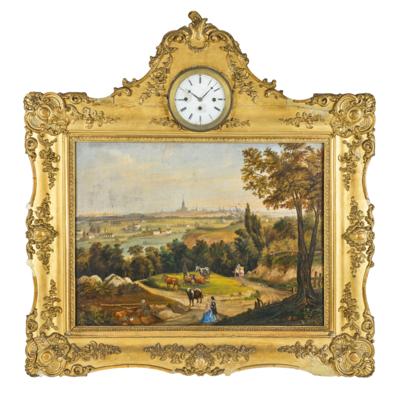 A Biedermeier Pictorial Clock with Musical Mechanism, - Starožitnosti a nábytek