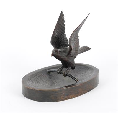 Bronzeschale mit Vogel, - Antiquitäten