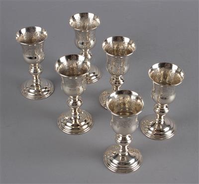 6 Wiener Silber Schnapsbecher von 1865, - Silver