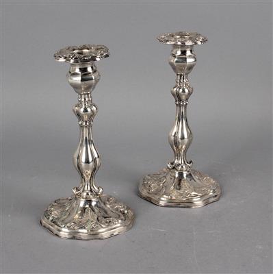 Paar schwedische Silber Kerzenleuchter, - Stříbro