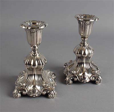 Paar deutsche Silber Kerzenleuchter, - Silver