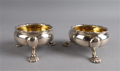 Zwei Londoner Silber Georg II. Gewürzschalen, - Stříbro