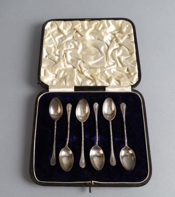 6 Birminghamer viktorianische Silber Mokkalöffel, - Argenti