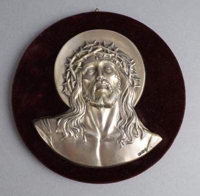 Reliefbild mit Darstellung Jesus Christus, - Silber