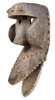 Dan/Kran, Elfenbeinküste, Liberia: Eine alte Krokodil-Maske mit Klapp-Kiefer. - Stammeskunst/Tribal-Art