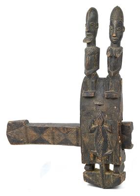 Dogon, Mali: Türschloss mit 2Figuren und einem Krokodil. - Stammeskunst/Tribal-Art