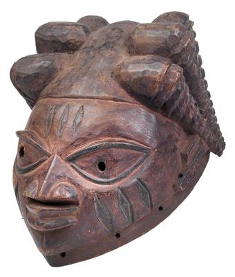 Yoruba, Nigeria: A ‘Gelede mask’, with six plaits. - Tribal Art