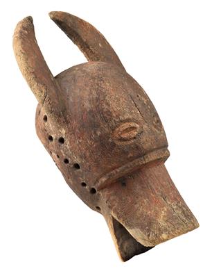 Mumuye, Nigeria: Eine alte Büffel-Helmmaske. - Stammeskunst/Tribal-Art; Afrika