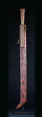 Taiwan; tribe: Paiwan; A very rare ceremonial sword of the Paiwan, with eight ancestor figures. - Tribal Art