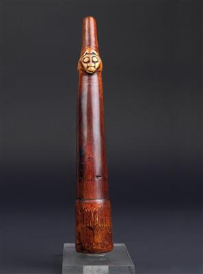 Lega, Democratic Republic of Congo: A beautiful old ivory trumpet with face. - Mimoevropské a domorodé umění