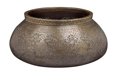 Persia: A round, richly decorated, openwork brass vessel. - Tribal Art