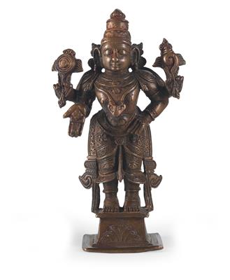 India: A small Hindu bronze: representing god Vishnu, ‘The Protector’. - Tribal Art