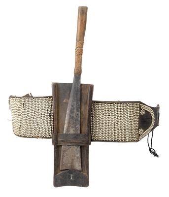 Naga, India, Burma: A Naga ‘Dao’ sword, delicate wooden sheath and belt. - Tribal Art