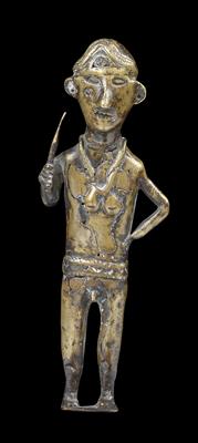 Naga, India, Burma: A rare old sculpture of a Naga warrior. Made of brass. A shaman’s property. - Tribal Art