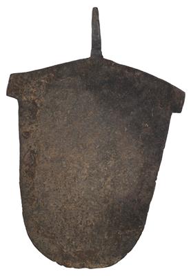 Angas oder Afo, Nigeria: Ein Stück 'Eisen-Geld' in Form einer großen, geschmiedeten Schaufel mit Hand-Griff. - Stammeskunst / Tribal-Art; Afrika