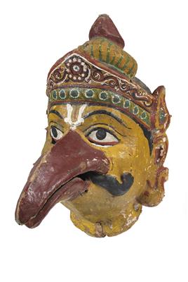 India: A big mask of the bird-god ‘Garuda’ -- made of wood, covered in fabric and painted. - Tribal Art - Africa