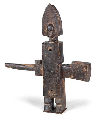 Bambara (or Bamana), Mali: an old door lock in the form of a person, with cross-bar. - Mimoevropské a domorodé umění