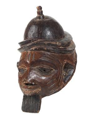 Yoruba, Nigeria: an old mask of the ‘Gelede’ type, with turban and goatee. - Tribal Art