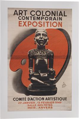 Zeitgenössisches Ausstellungsposter zu Kolonialer Kunst, 1949. - Tribal Art