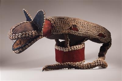 Sehr seltene, spektakuläre Filz-Leoparden-Krone, Bamileke, Kamerun. - Tribal Art