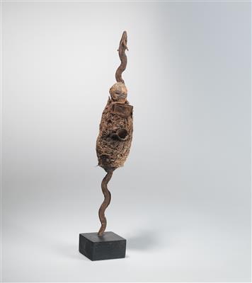 A small fetish figure with iron serpent. - Tribal Art