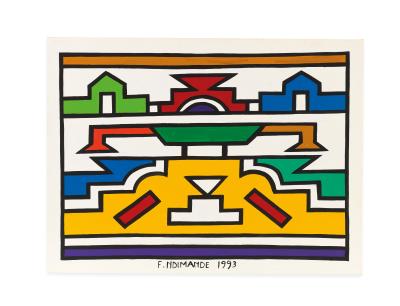 Franzina Ndimande, Gemälde, datiert 1993 - Stammeskunst