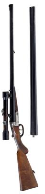 Doppelflinte mit Doppelbüchsenwechsellauf, - Jagd-, Sport- und Sammlerwaffen