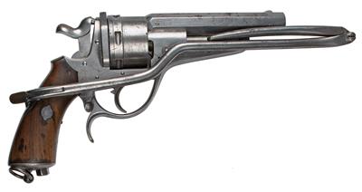 Revolver mit Klappschaft, Galand - Paris, - Jagd-, Sport- und Sammlerwaffen