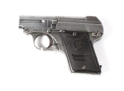 Pistole, Österreichische Waffenfabriks-Gesellschaft Steyr, Mod.: 1909 Kipplauf der Vorserie, Kal.: 6,35 mm, - Jagd-, Sport- und Sammlerwaffen