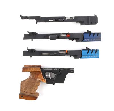 Pistole mit zwei Wechselsystemen, Walther - Ulm, Mod.: GSP, Kal.: vermutlich .22 kurz, .22 l. r. und .32 S & W, - Sporting and Vintage Guns