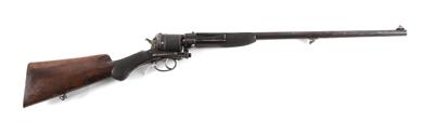Revolvergewehr auf Grundmodell L. Gasser - Wien, Mod.: Revolver M1870/74 System Gasser, Kal.: vermutlich 11,2 x 36R Gasser M70, - Armi da caccia, competizione e collezionismo