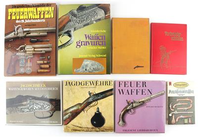 Konvolut aus acht Büchern mit Schwerpunkt Vorderlader und Gravur - Armi da caccia, competizione e collezionismo