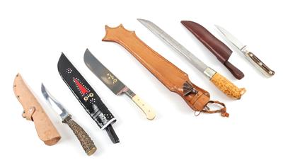 Konvolut aus 4 feststehenden Messern, - Jagd-, Sport- und Sammlerwaffen