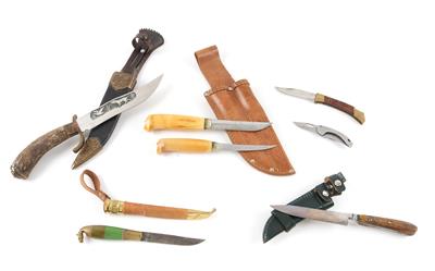 Konvolut aus 5 feststehenden Messern und 2 Klappmessern, - Sporting and Vintage Guns