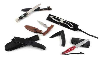 Konvolut aus einem Messer mit Seiten-Taschenmesser, - Jagd-, Sport- und Sammlerwaffen