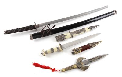 Konvolut aus Replika eines Samuraischwerts, - Armi da caccia, competizione e collezionismo
