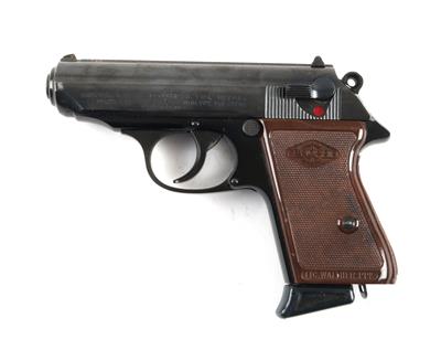 Pistole, Walther - Manurhin, Mod.: PPK mit Leichtmetallgriffstück, Kal.: 7,65 mm, - Jagd-, Sport- und Sammlerwaffen