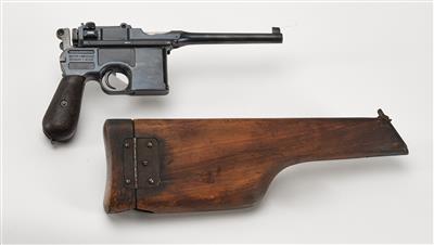 Pistole, Waffenfabrik Mauser - Oberndorf, Mod.: C96 mit Anschlagschaft, Kal.: 7,63 mm Mauser - Jagd-, Sport- und Sammlerwaffen